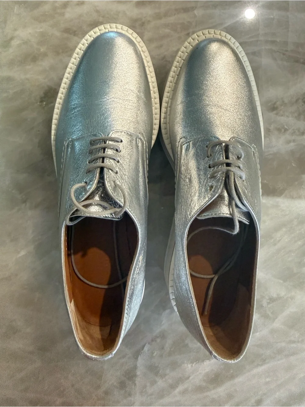 Robert Clergerie Silver Metallic Platform Shoes